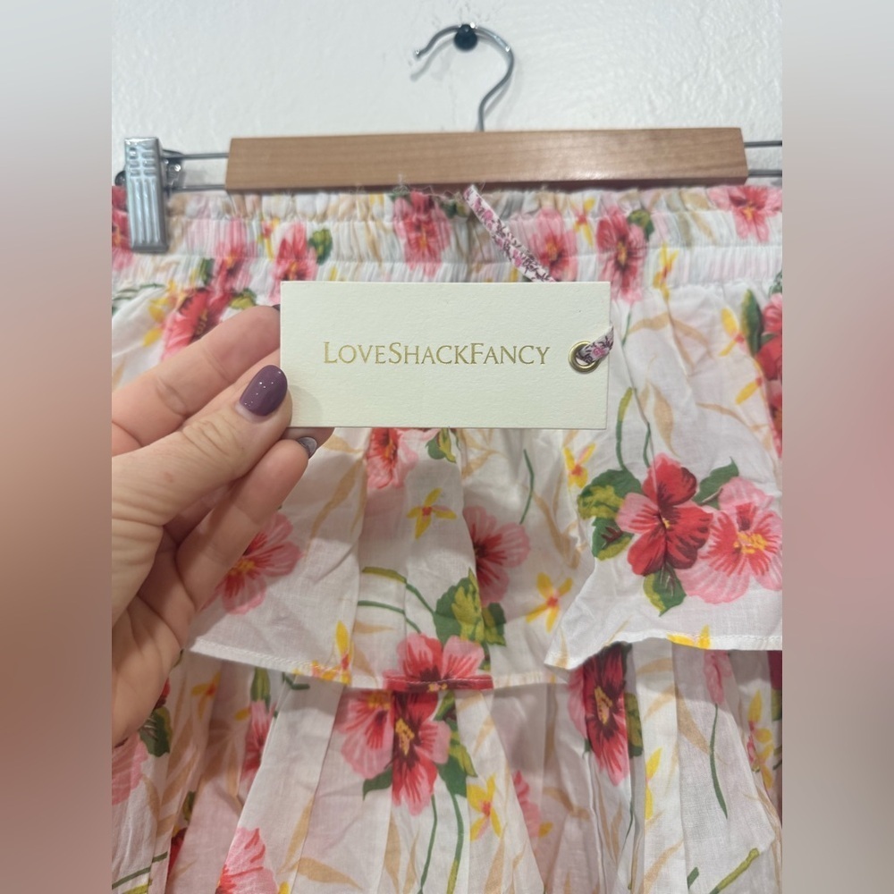 NWT LoveShackFancy Ruffle Mini Skirt in Island Vibes size Small - Picture 3 of 6